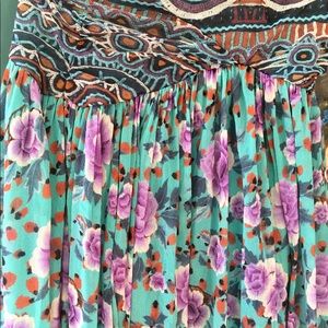 Jean Paul Gaultier turquoise floral maxi skirt, L